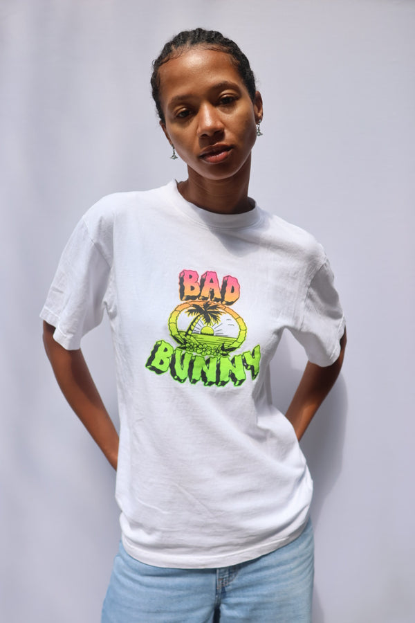 Bad Bunny 2022 Un Verano Sin Ti Tour T-shirt - White w Red Yellow Green Gradient